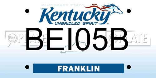 BEI05B Kentucky License Plate