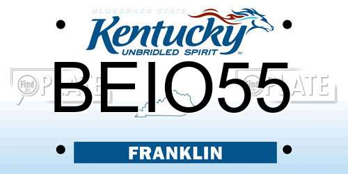 BEIO55 Kentucky License Plate