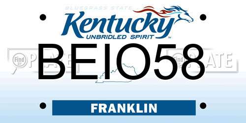 BEIO58 Kentucky License Plate