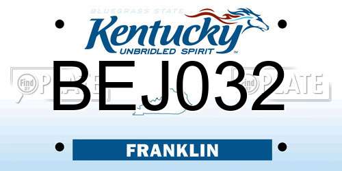 BEJ032 Kentucky License Plate
