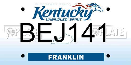 BEJ141 Kentucky License Plate