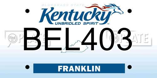 BEL403 Kentucky License Plate