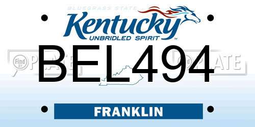 BEL494 Kentucky License Plate