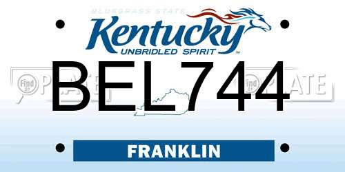 BEL744 Kentucky License Plate