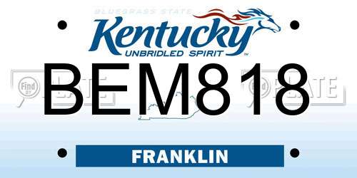BEM818 Kentucky License Plate