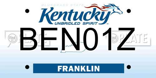 BEN01Z Kentucky License Plate