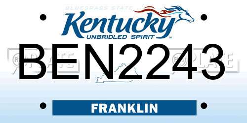 BEN2243 Kentucky License Plate
