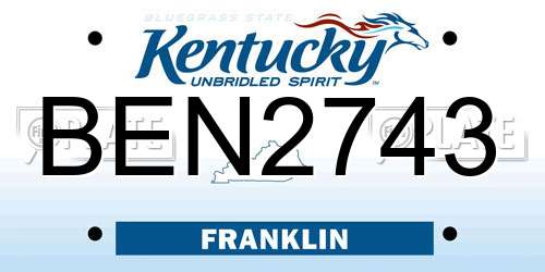 BEN2743 Kentucky License Plate