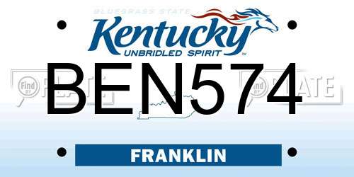 BEN574 Kentucky License Plate