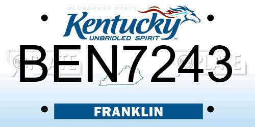 BEN7243 Kentucky License Plate