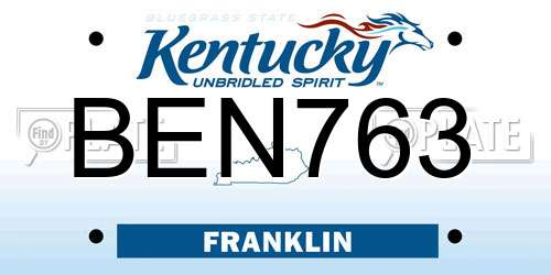 BEN763 Kentucky License Plate