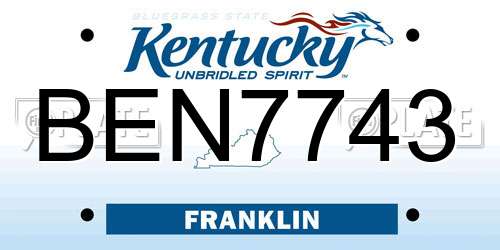 BEN7743 Kentucky License Plate