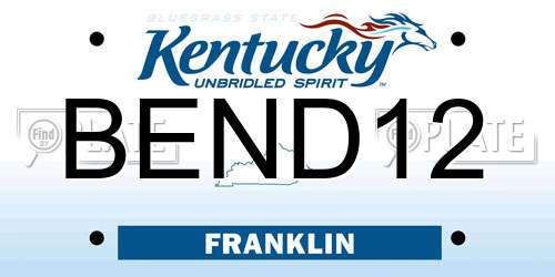BEND12 Kentucky License Plate
