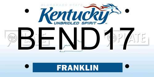 BEND17 Kentucky License Plate