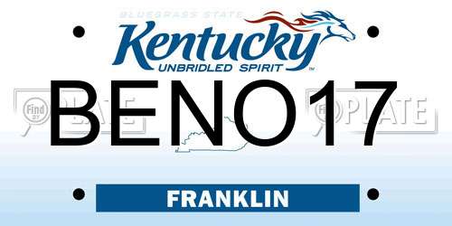 BENO17 Kentucky License Plate
