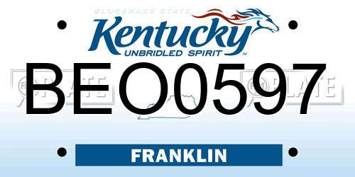 BEO0597 Kentucky License Plate