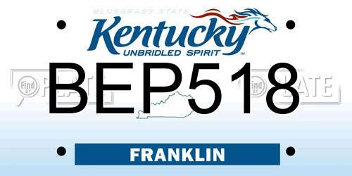 BEP518 Kentucky License Plate