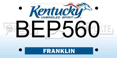 BEP560 Kentucky License Plate