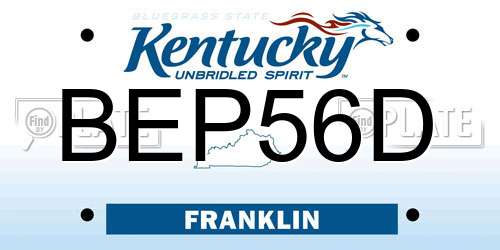 BEP56D Kentucky License Plate