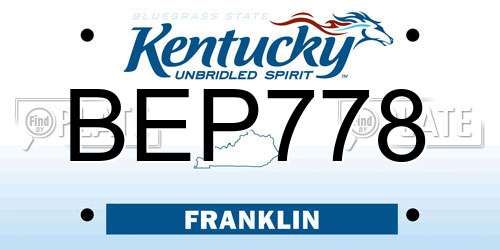 BEP778 Kentucky License Plate