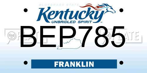 BEP785 Kentucky License Plate