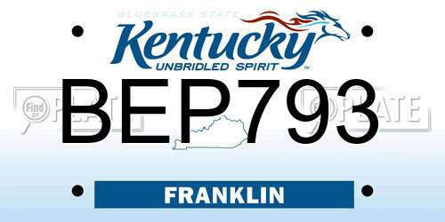 BEP793 Kentucky License Plate