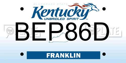 BEP86D Kentucky License Plate