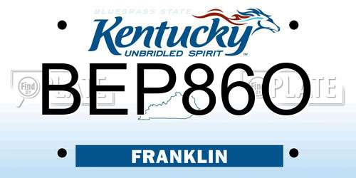 BEP86O Kentucky License Plate