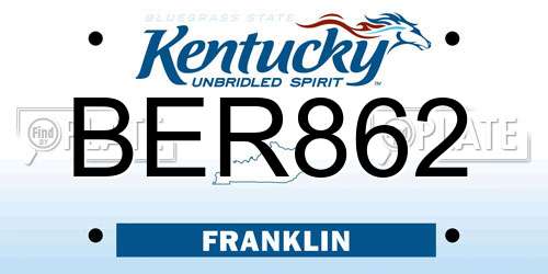 BER862 Kentucky License Plate