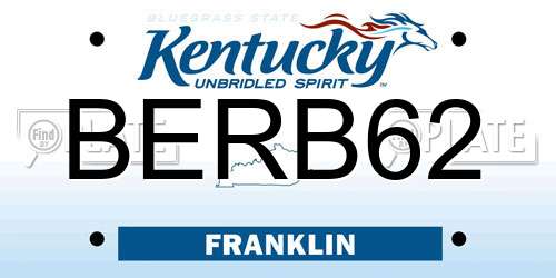 BERB62 Kentucky License Plate