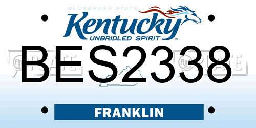 BES2338 Kentucky License Plate