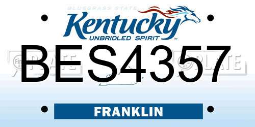 BES4357 Kentucky License Plate