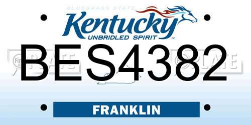 BES4382 Kentucky License Plate