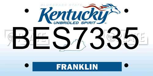 BES7335 Kentucky License Plate