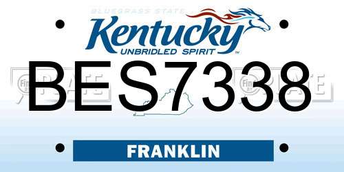 BES7338 Kentucky License Plate