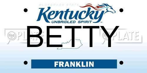 BETTY Kentucky License Plate
