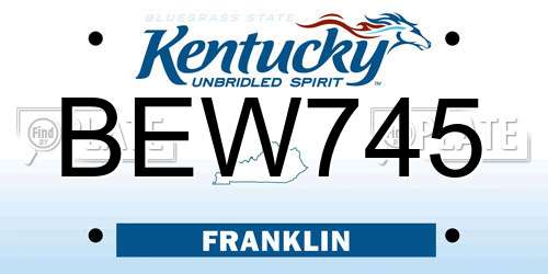 BEW745 Kentucky License Plate