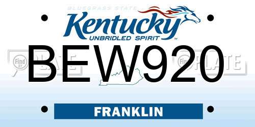 BEW920 Kentucky License Plate