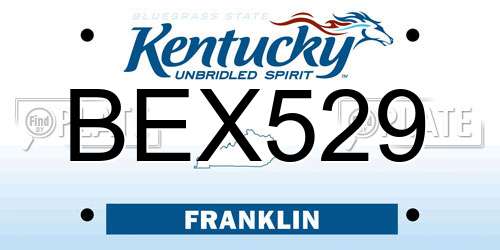 BEX529 Kentucky License Plate