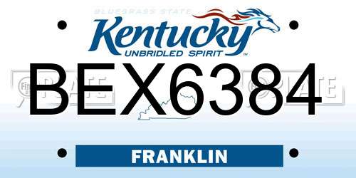 BEX6384 Kentucky License Plate