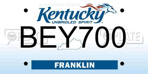 BEY700 Kentucky License Plate