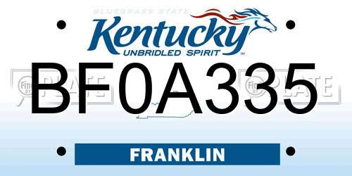 BF0A335 Kentucky License Plate