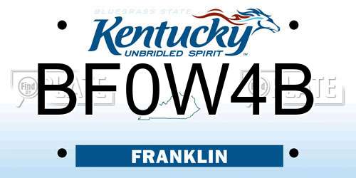 BF0W4B Kentucky License Plate