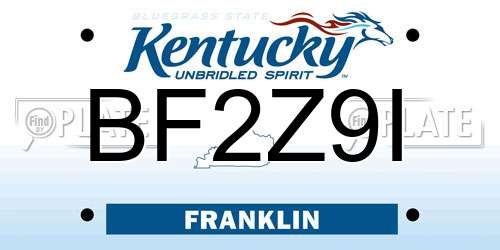 BF2Z9I Kentucky License Plate