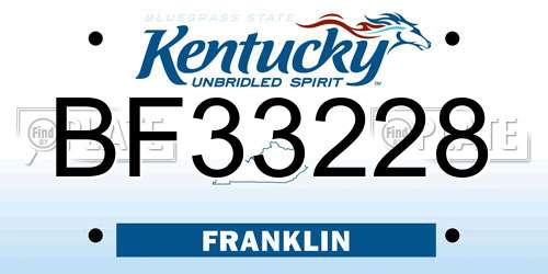 BF33228 Kentucky License Plate