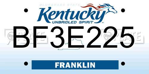 BF3E225 Kentucky License Plate