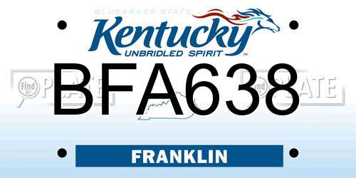 BFA638 Kentucky License Plate