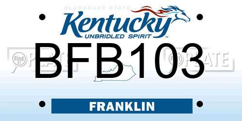 BFB103 Kentucky License Plate