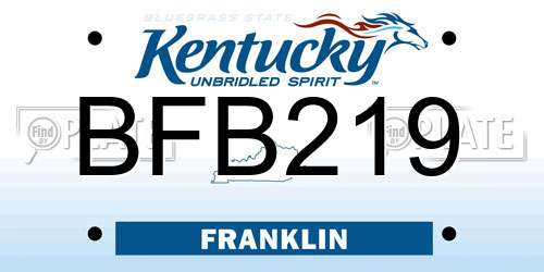 BFB219 Kentucky License Plate