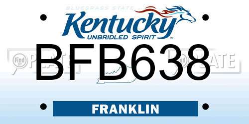 BFB638 Kentucky License Plate